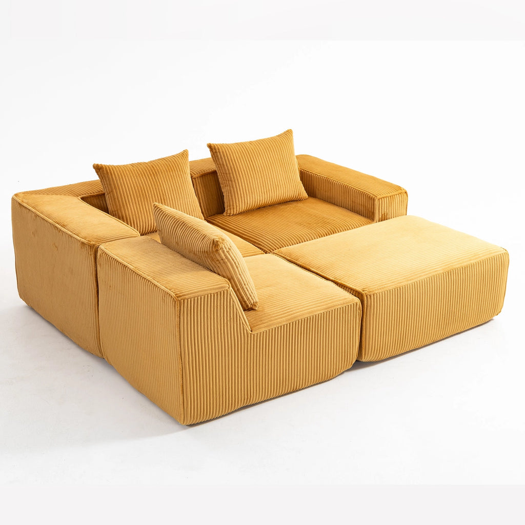Modular Compression Sofa Set Plush Corduroy