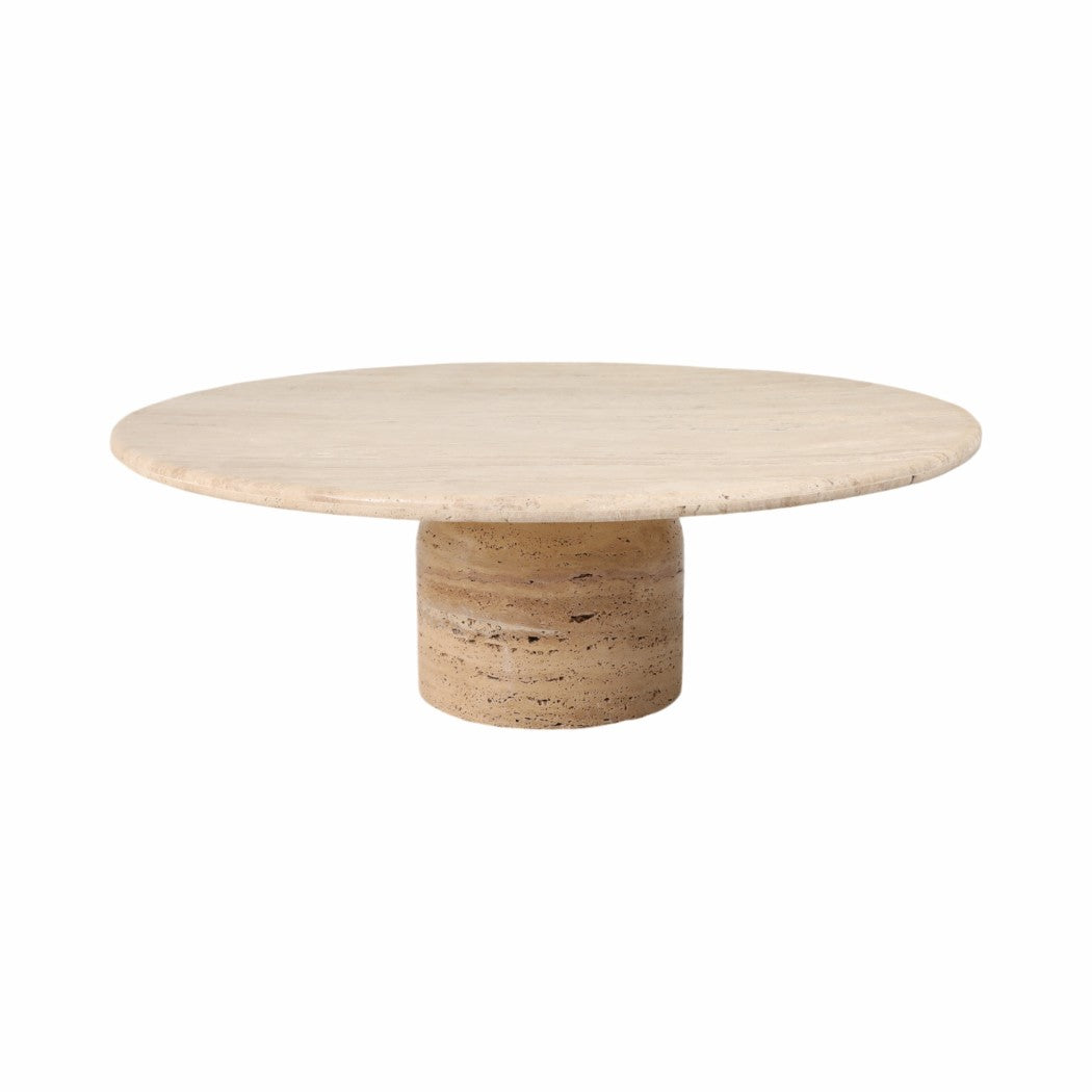 Stone Wood Modern Casual Round Coffee Table