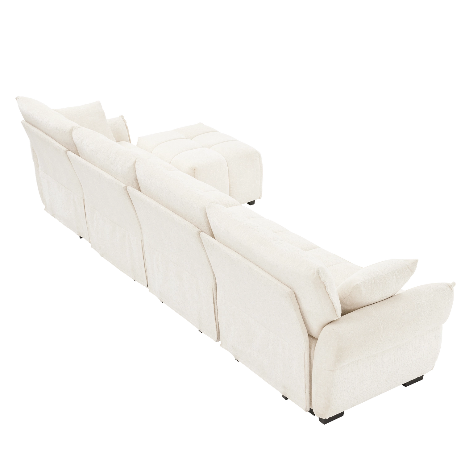 Beige Chenille Ergonomic Sofa-Single Seat/4-Seat+1 Ottoman