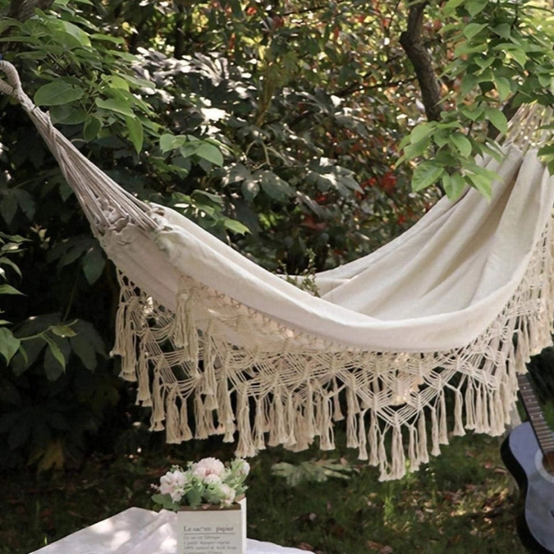Macrame Hammock | Boho Outdoor Swing | Patio Hammock Decor
