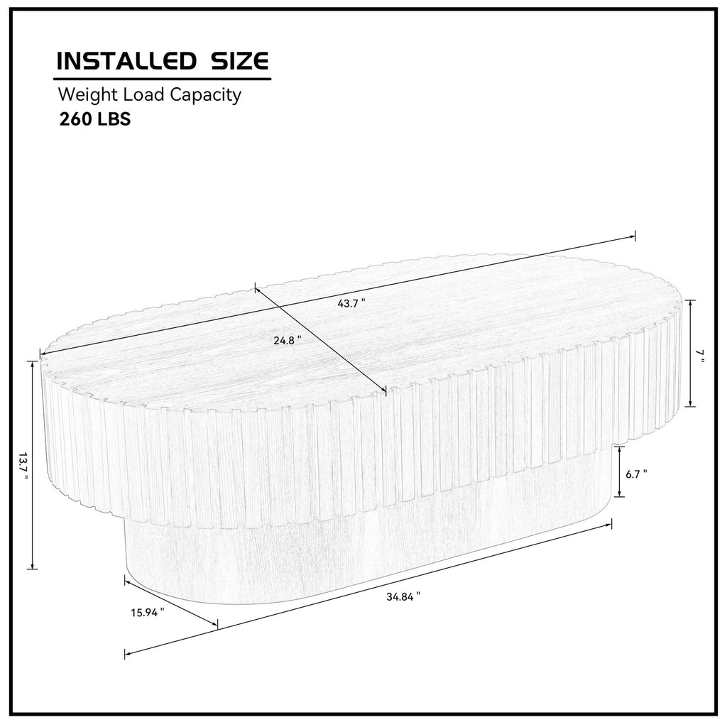 Modena Oval Wooden Handcraft Drum Oval Coffee Table