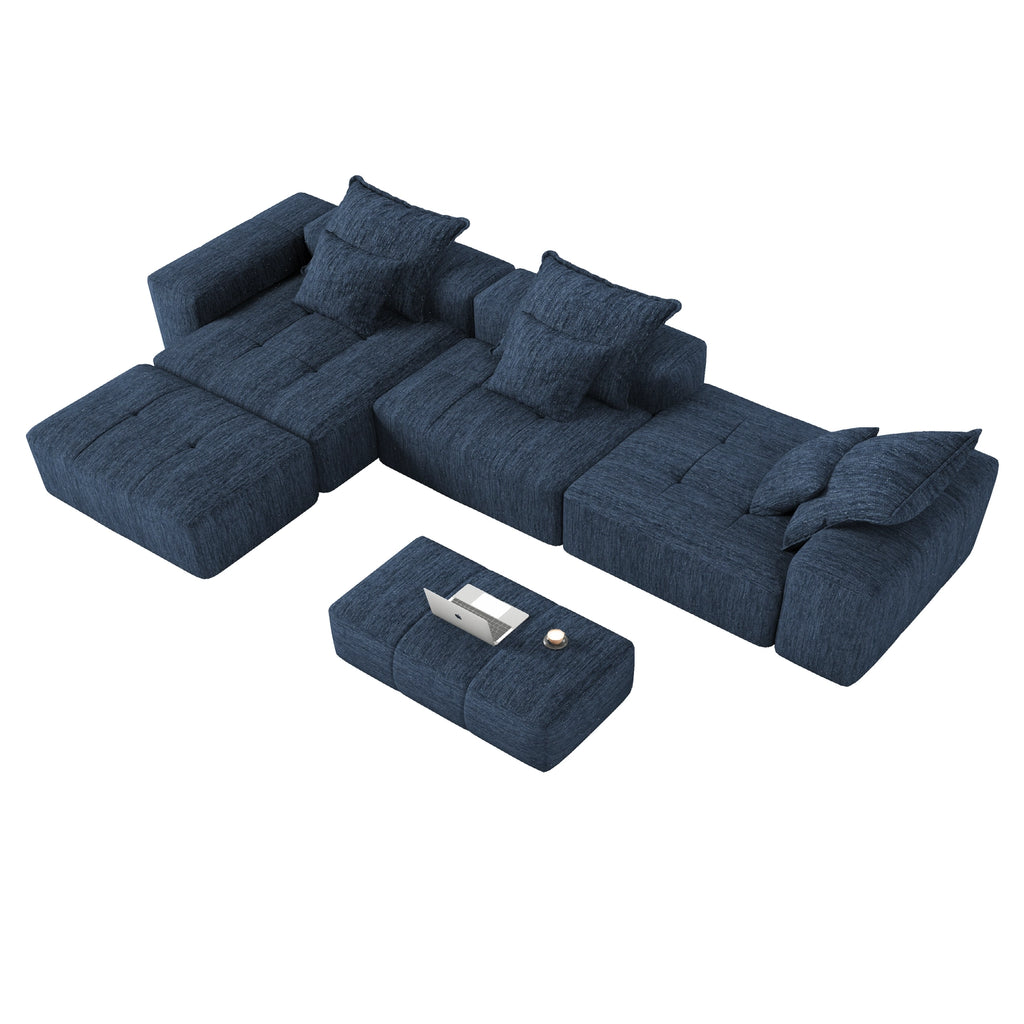Modern Oversized Modular Sectional Sofa with 6 Pillows