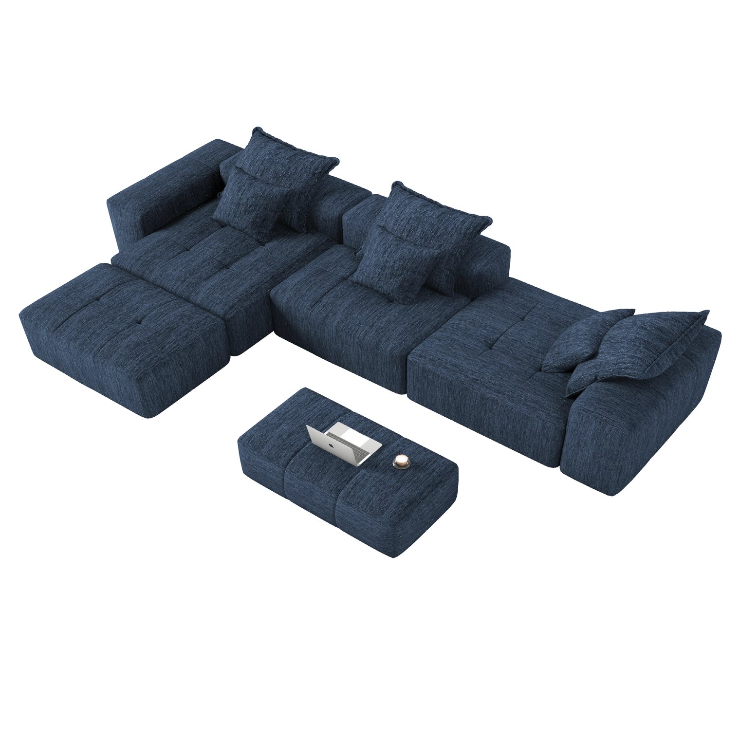 Modern Oversized Modular Sectional Sofa with 6 Pillows