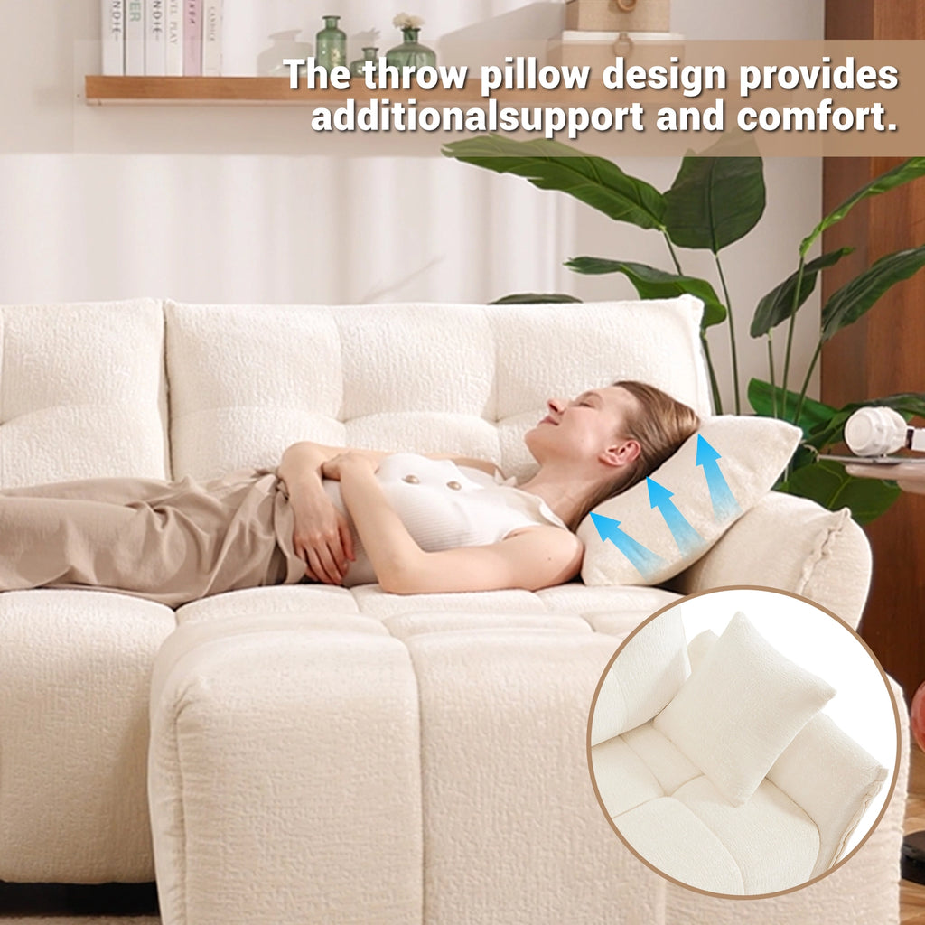 Beige Chenille Ergonomic Sofa-Single Seat/4-Seat+1 Ottoman