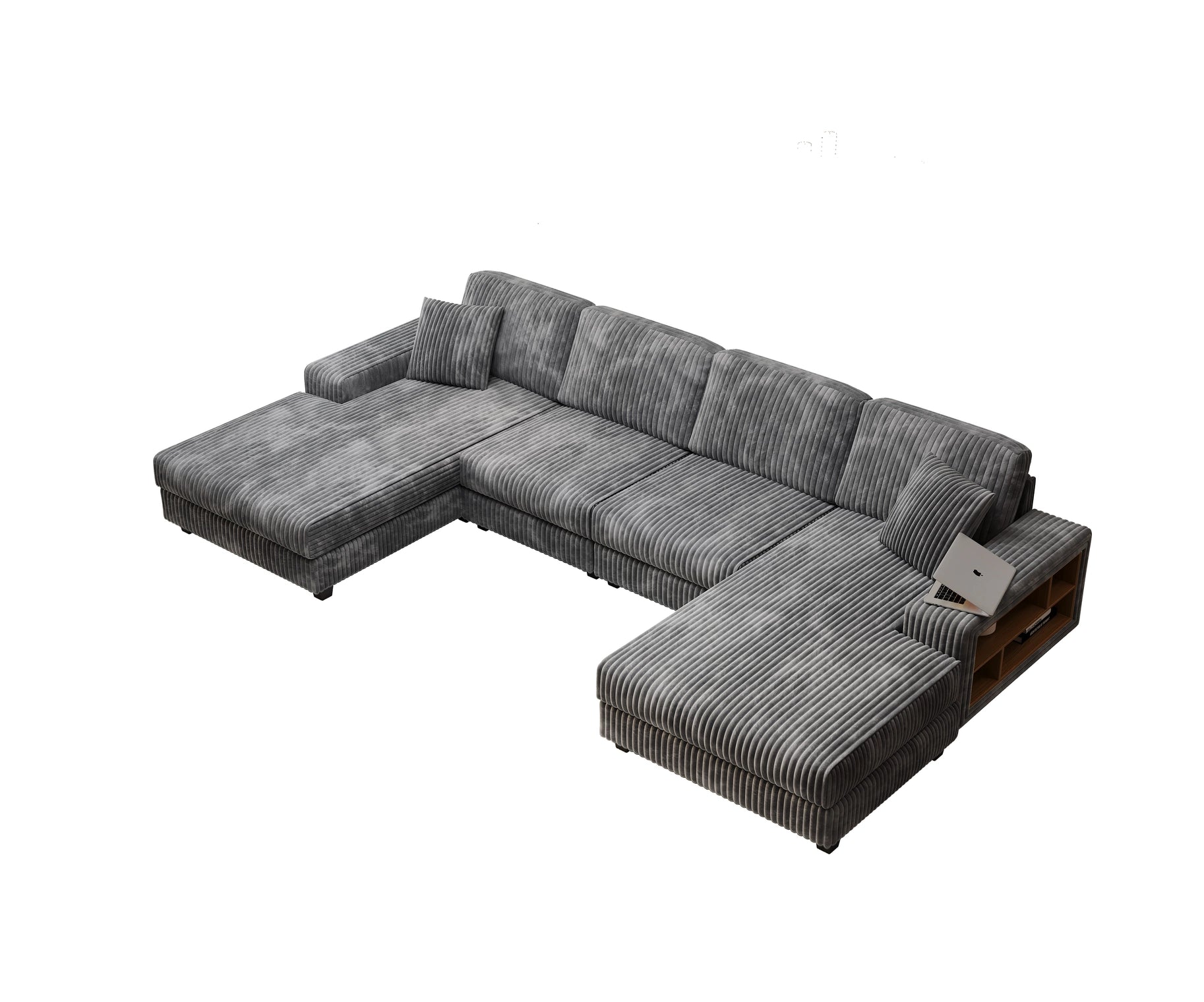 4-Seater U-Shaped Modular Sectional Sofa & Corduroy Fabric