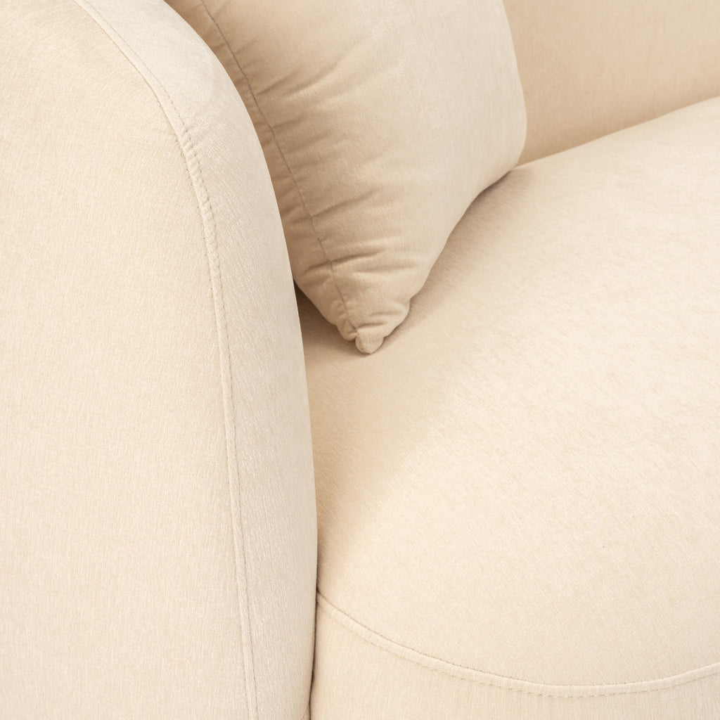 Wood 4-Seat Curved Fabric Upholstery Sofa