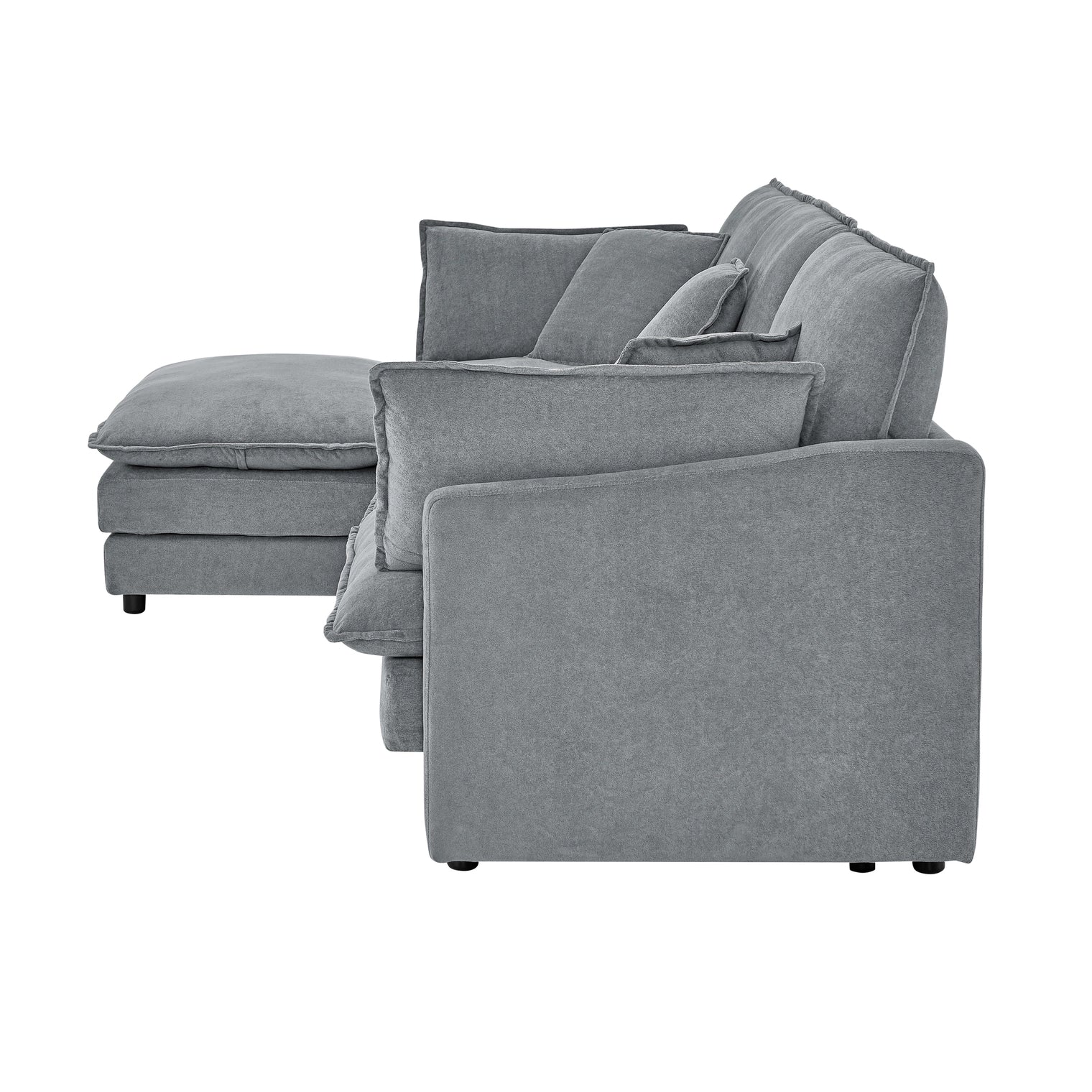Living Room 4-Seater L-Shaped Sectional Sofa with Ottoman