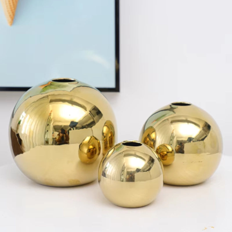 Round Gold Vases