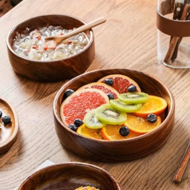 Walnut Wooden Bowls 4-Piece Sets