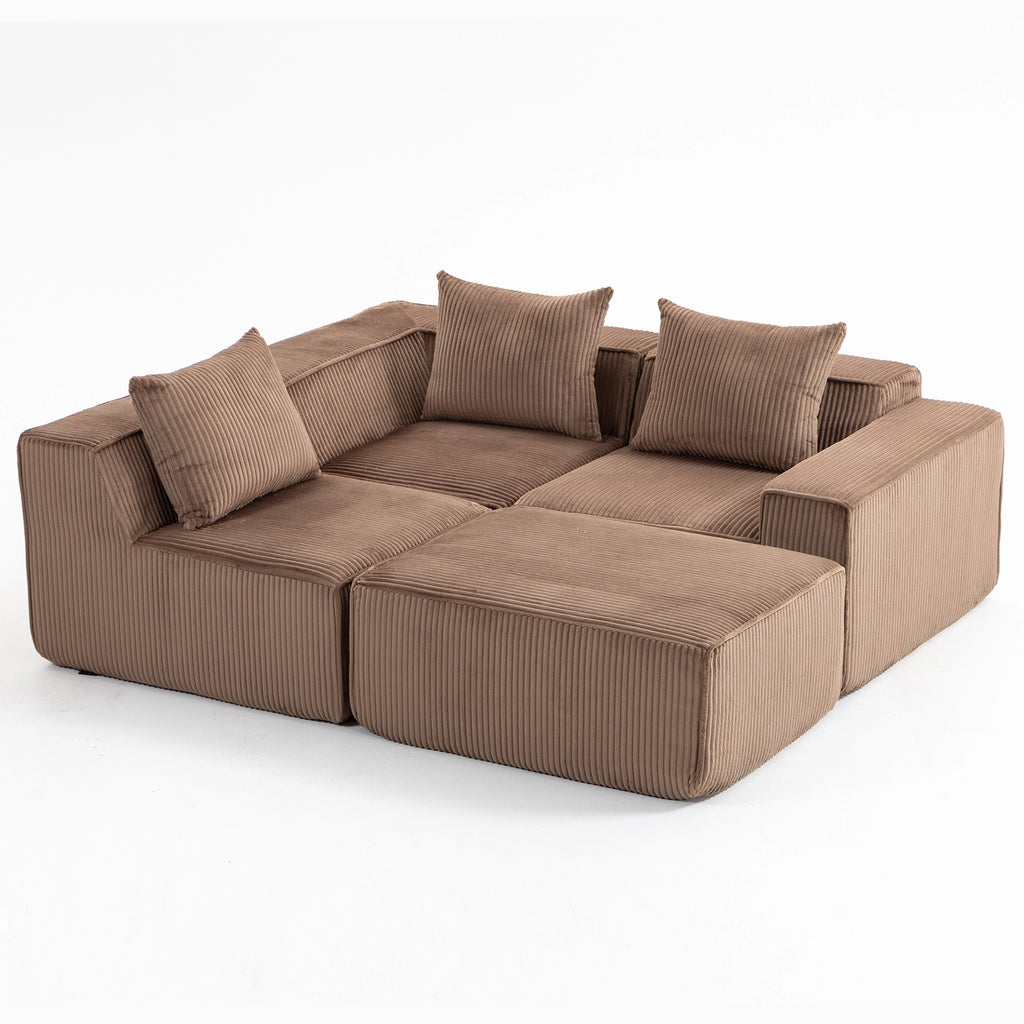Modular Compression Sofa Set Plush Corduroy