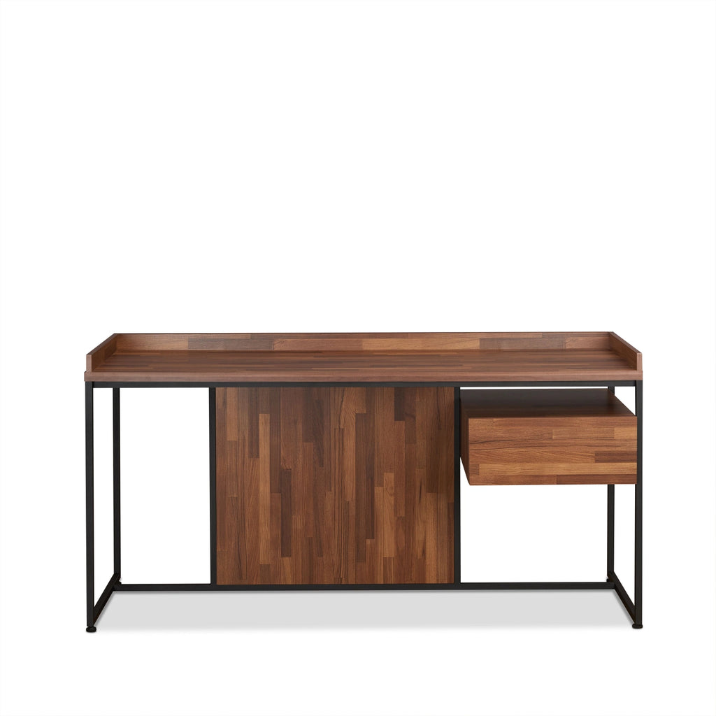 Walnut and Sandy Black 1-Drawer Writing Desk