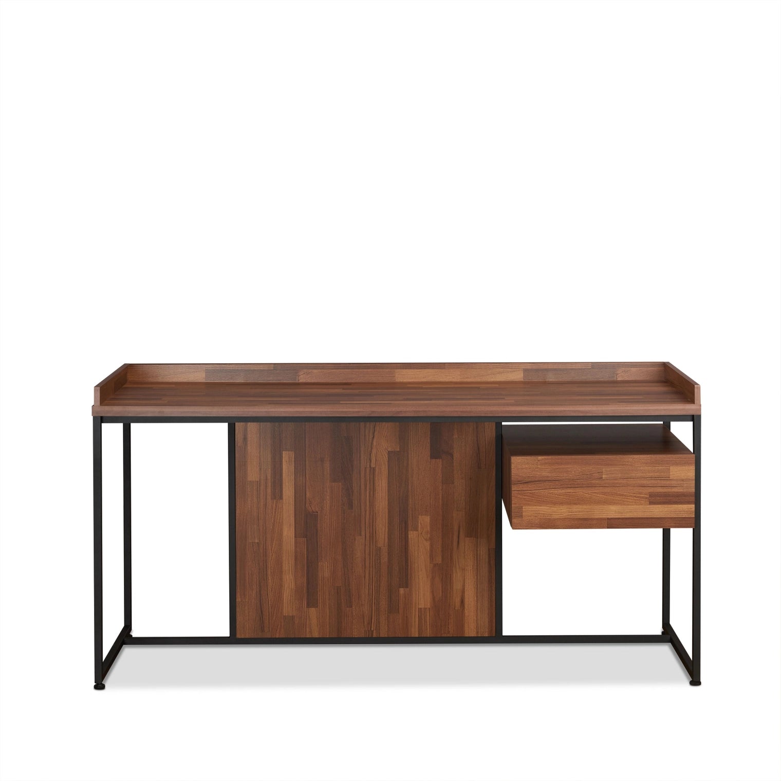 Walnut and Sandy Black 1-Drawer Writing Desk