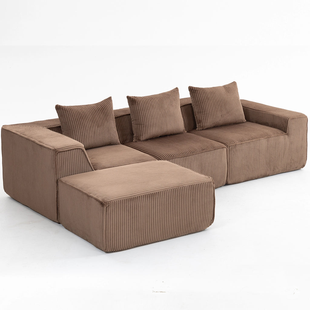 Modular Compression Sofa Set Plush Corduroy
