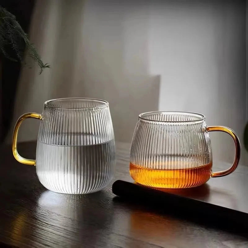 Ribbed Glass Mugs (Set of 2)
