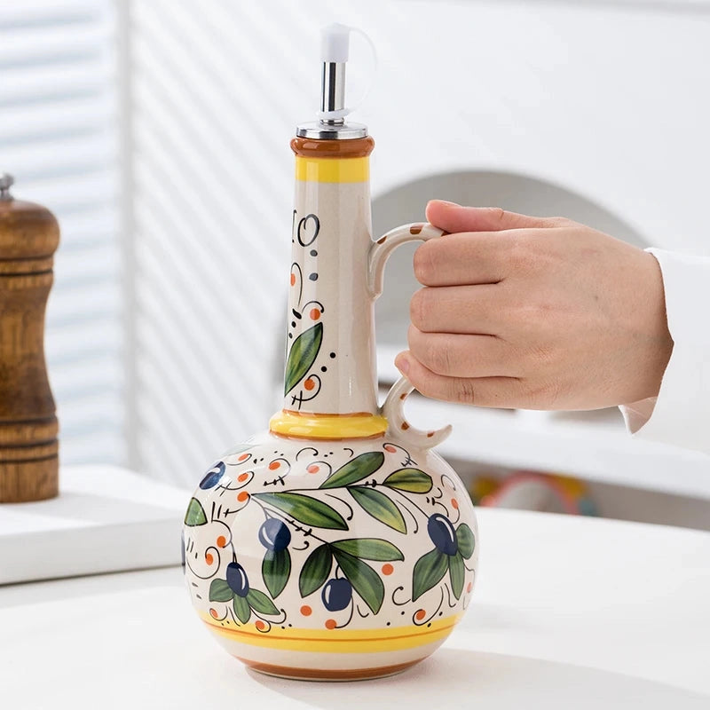 Amalfi Olive Oil Bottle | Ceramic Dispenser | Kitchen Decor