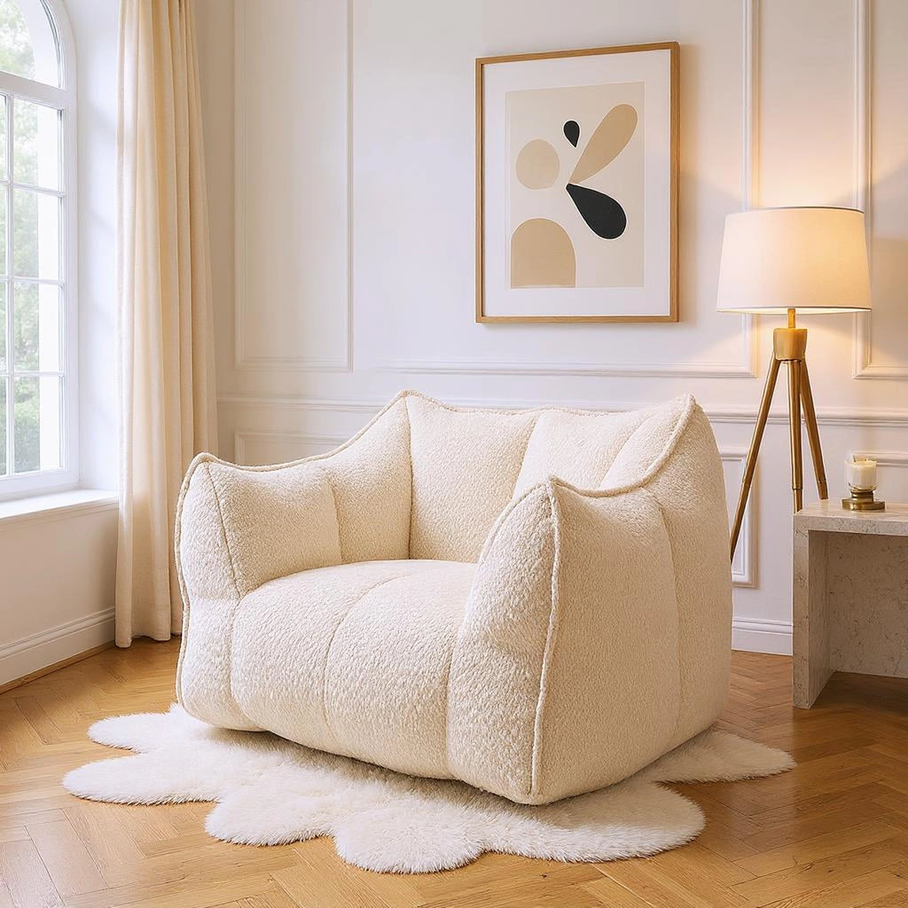 Indoor Oversized Bean Bag Chair & Soft Foam & Chenille Cover