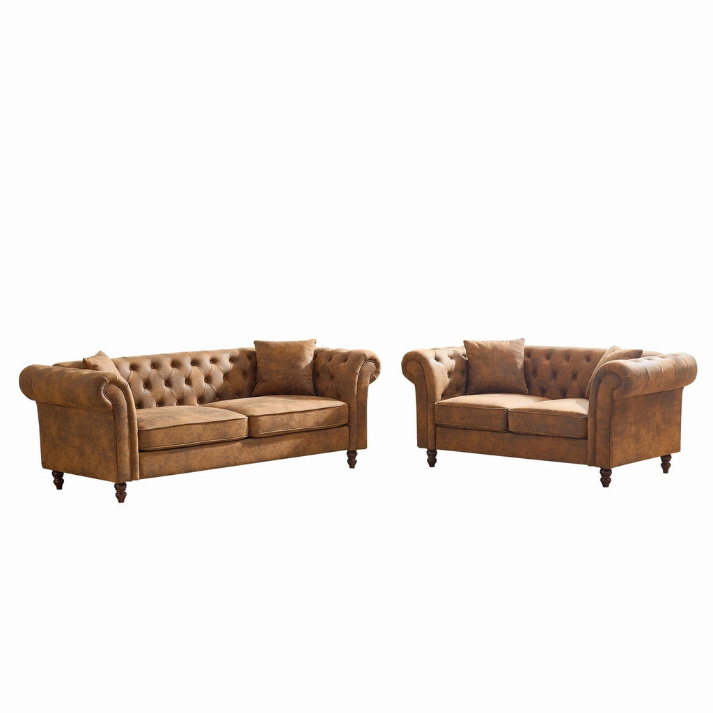 Chesterfield Faux Leather 3+2 Seater Sofa Set