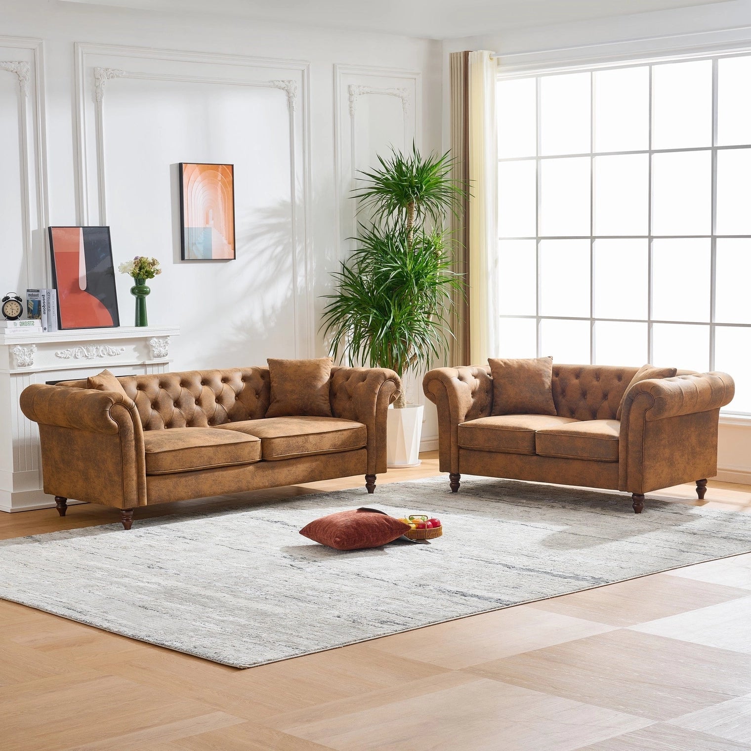 Chesterfield Faux Leather 3+2 Seater Sofa Set