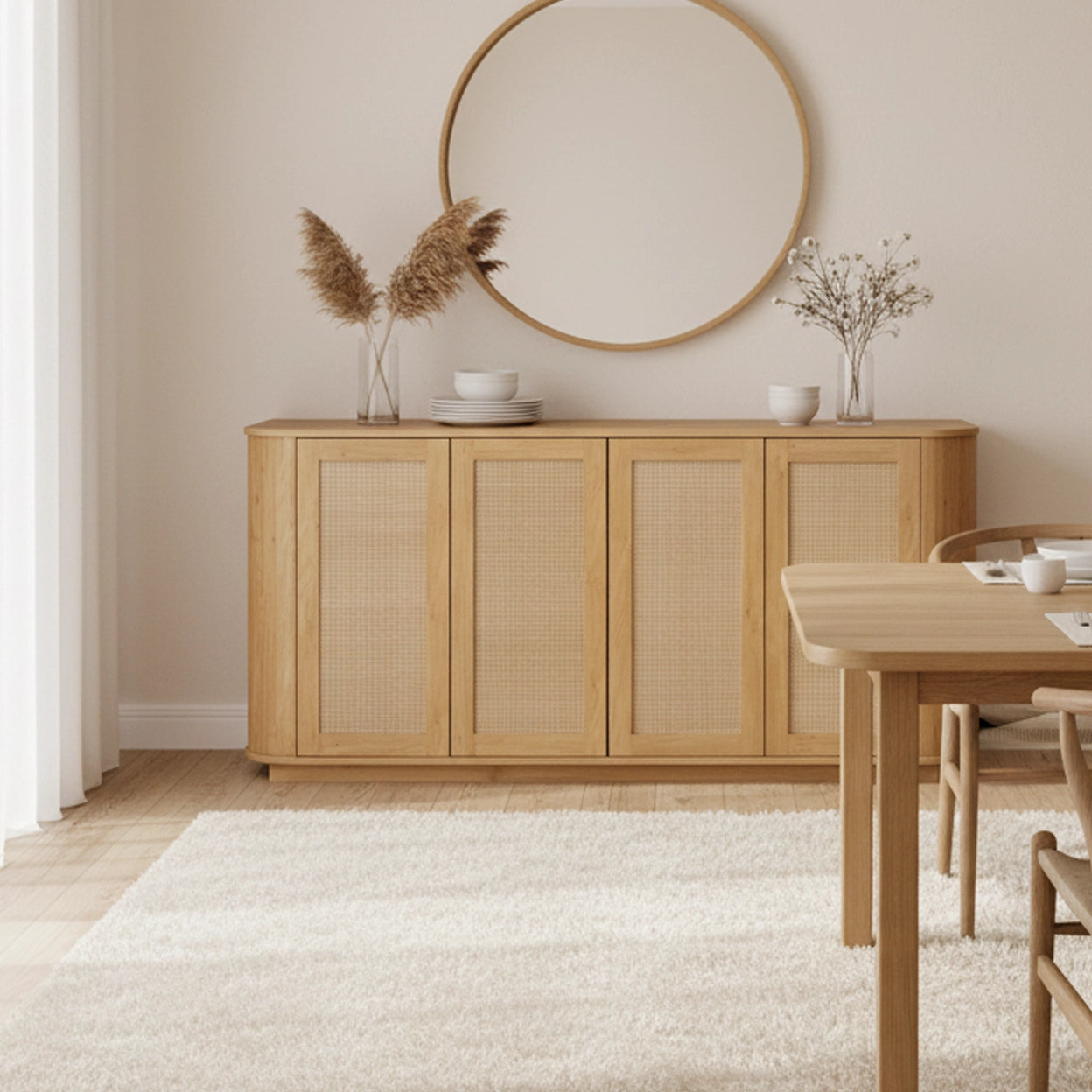 Entryway & Living Room Storage Wave Pattern Tv Stand