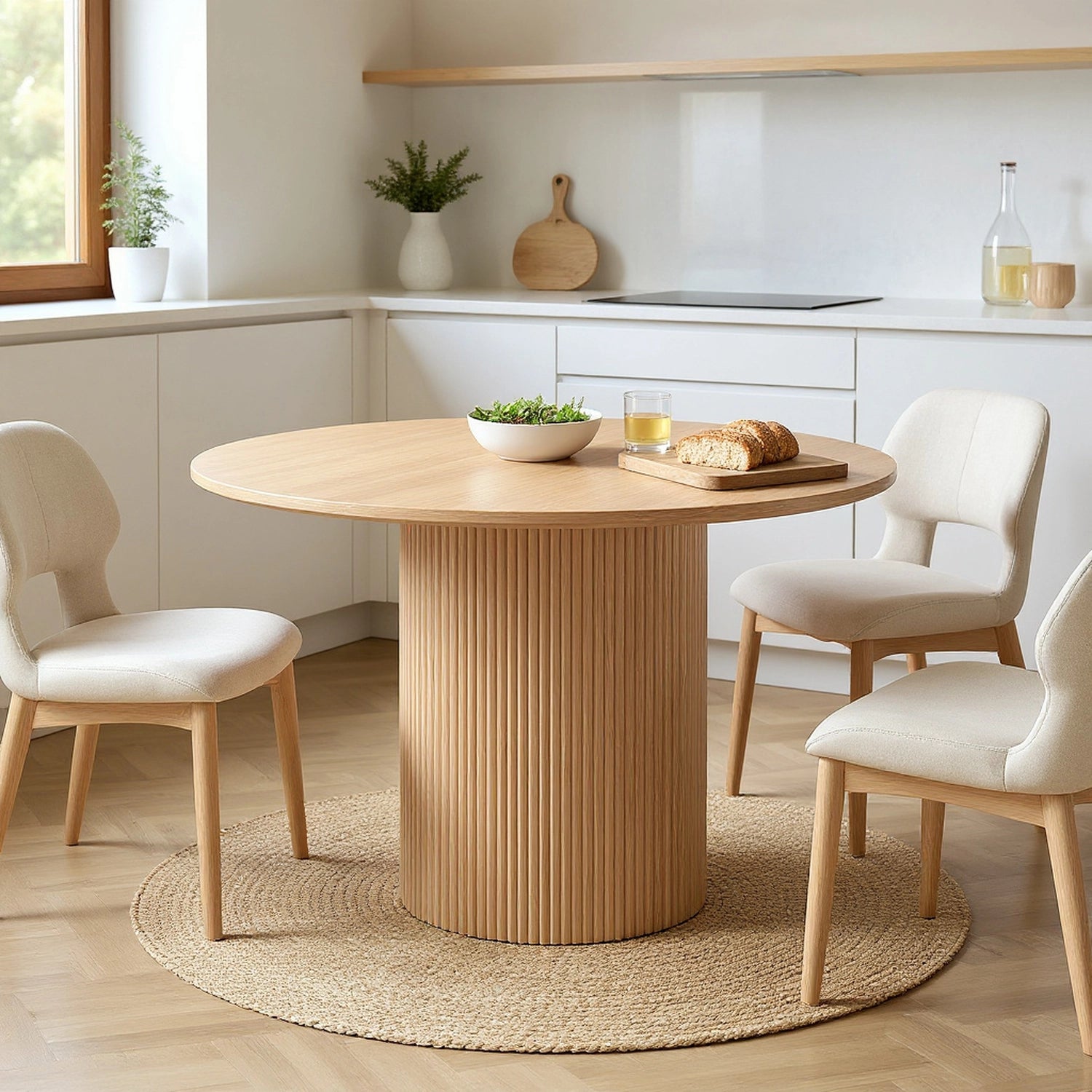 Mid-Century Round Dining Table For Living & Dining Room