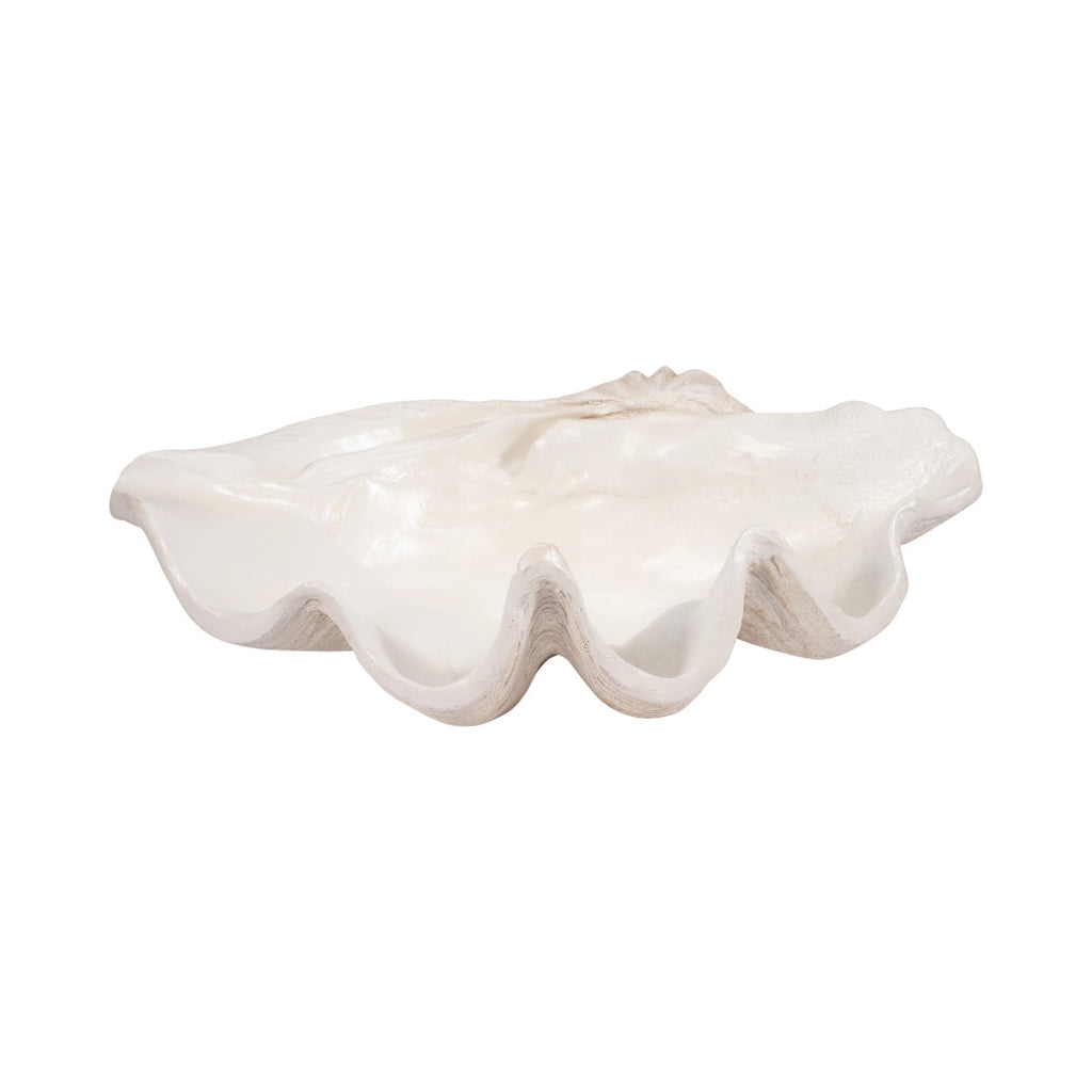 Ivory Polyresin Pearlized Clam Shell