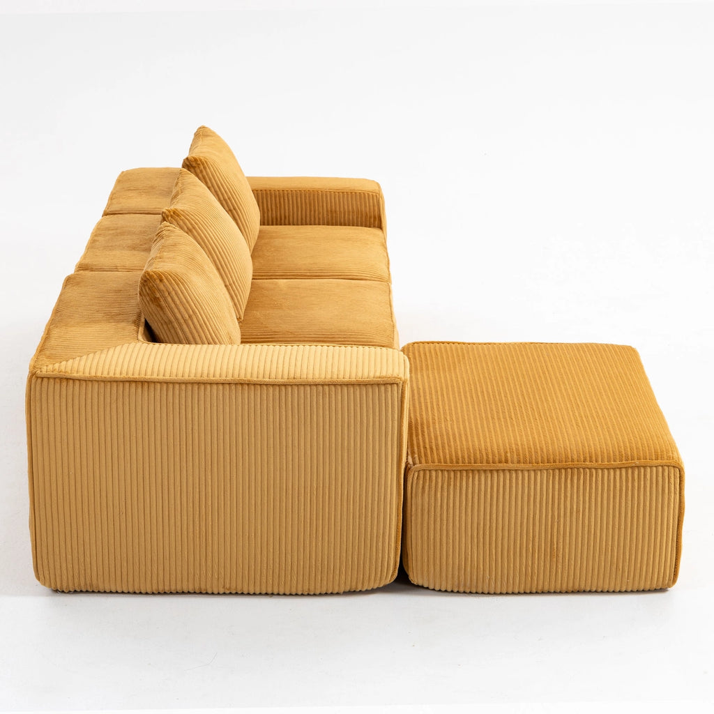 Modular Compression Sofa Set Plush Corduroy