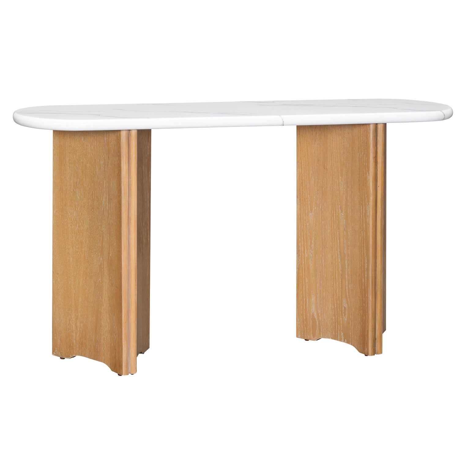 Narrow Console Table Oval Faux Marble Top