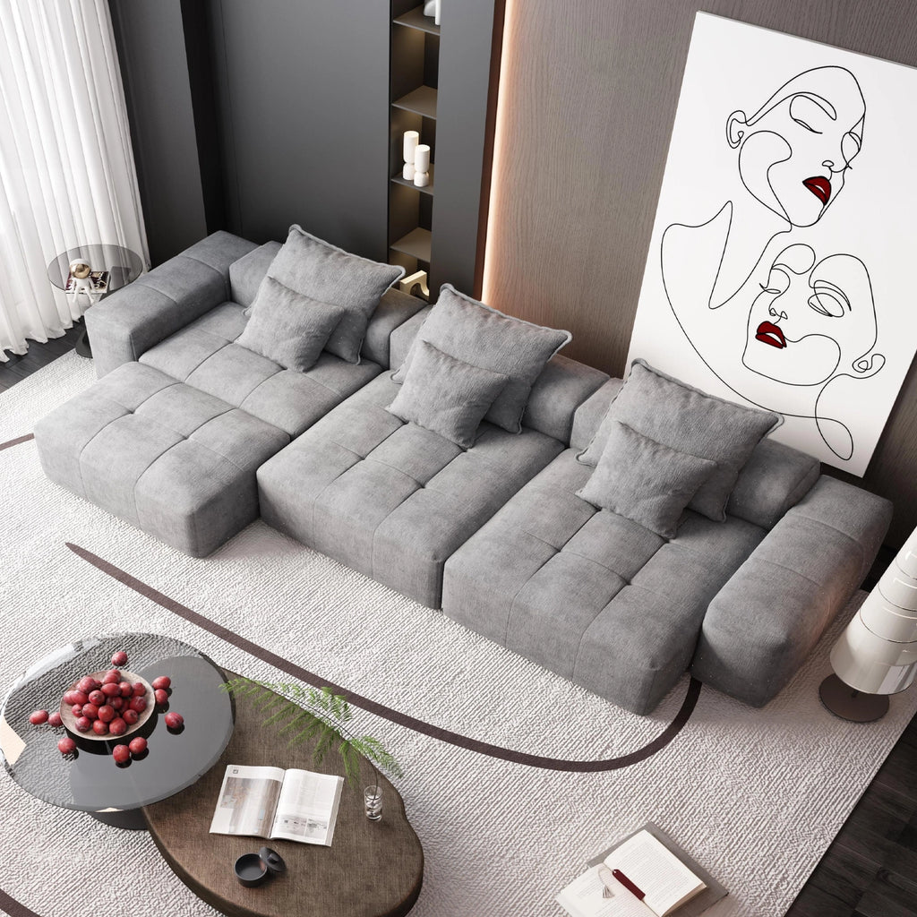 Modern Oversized Modular Sectional Sofa with 6 Pillows