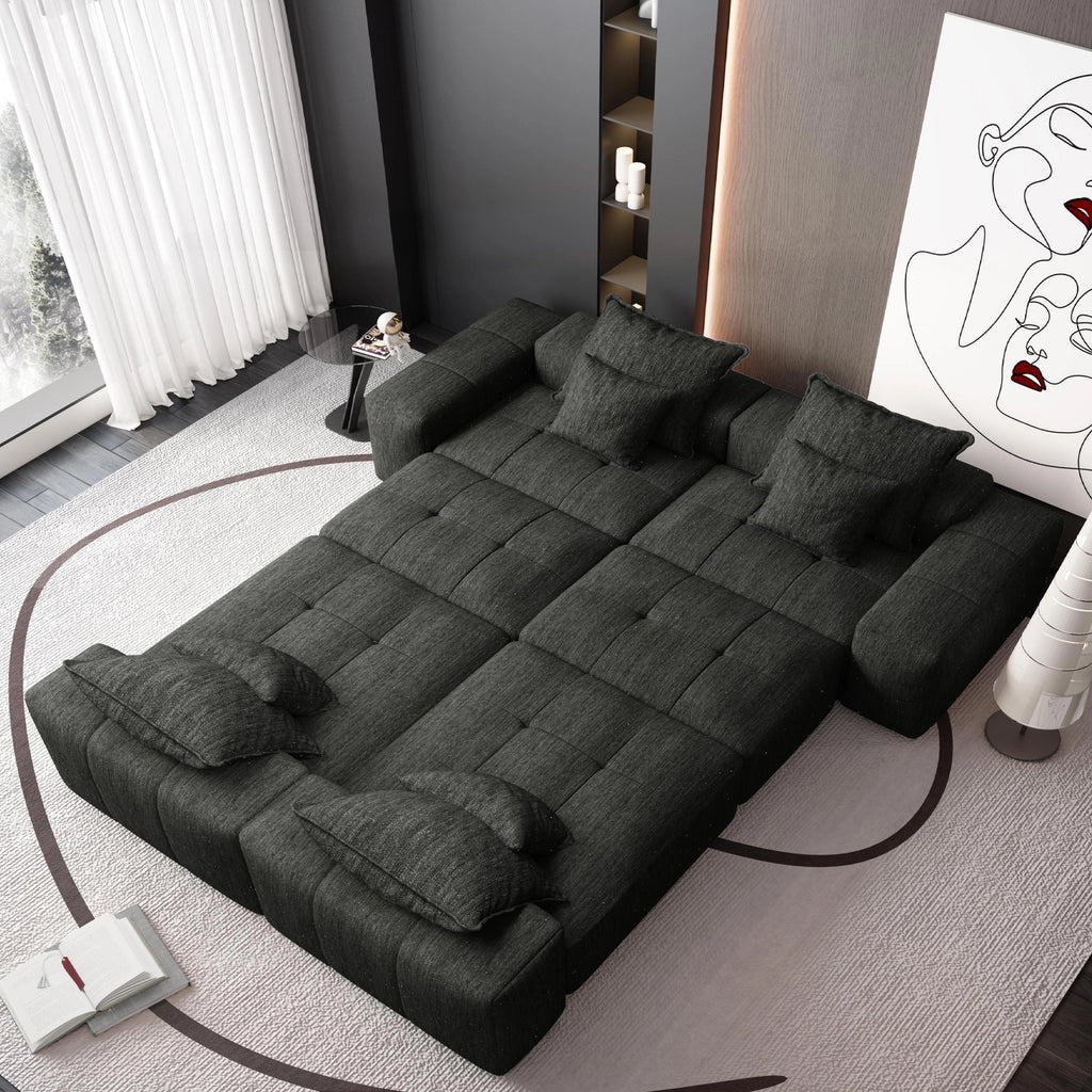 Oversized Modular Sectional Sofa Sparkling Chenille Black