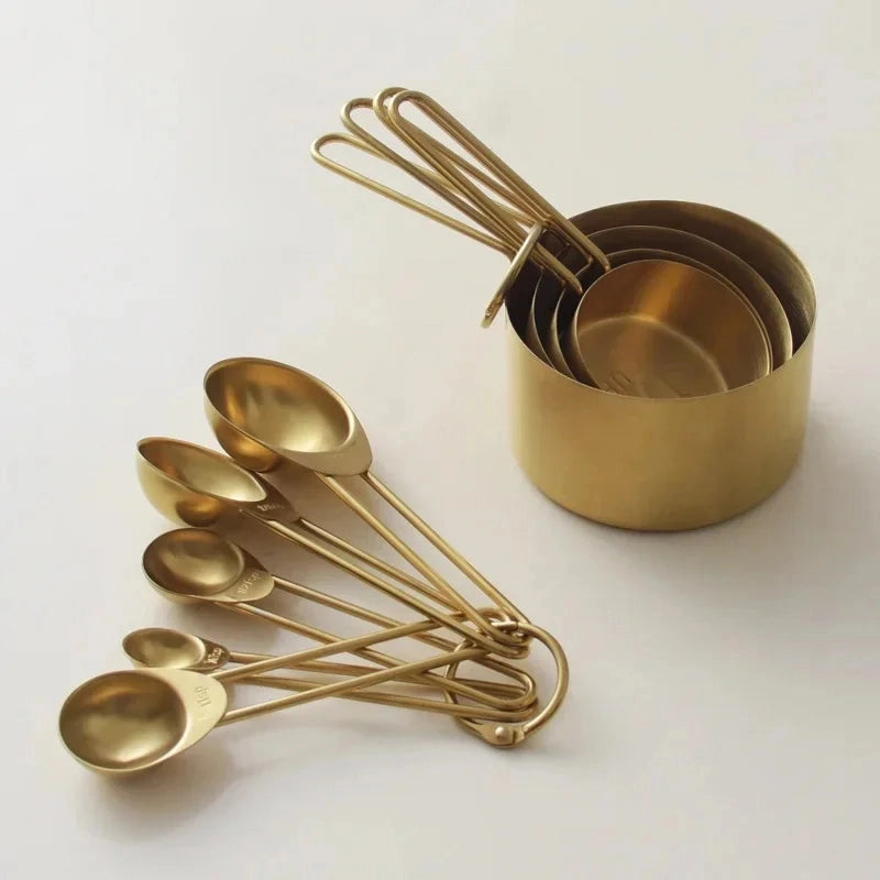 9-Piece Gold Measuring Set | Stainless Steel | Baking Tools