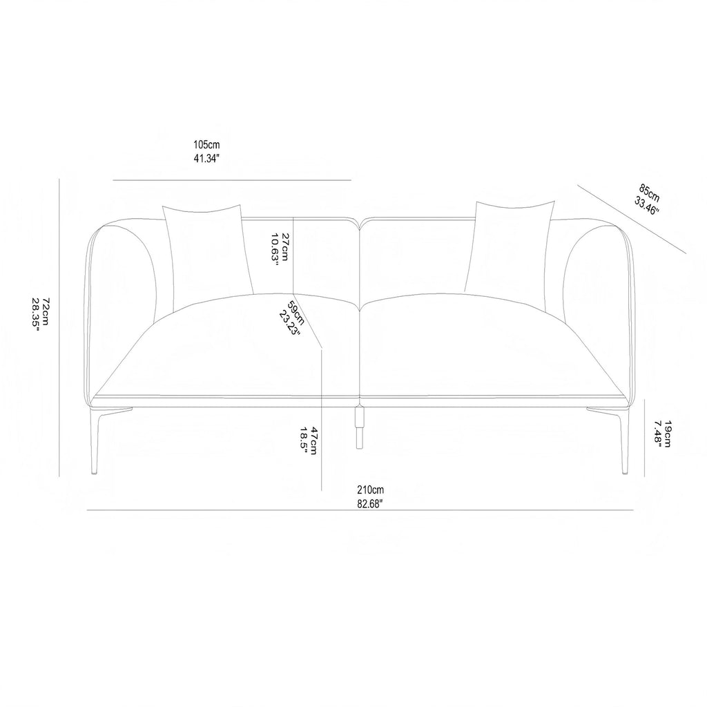 Green 3-Seater Fabric Sofa, Modern Living Room Sofa