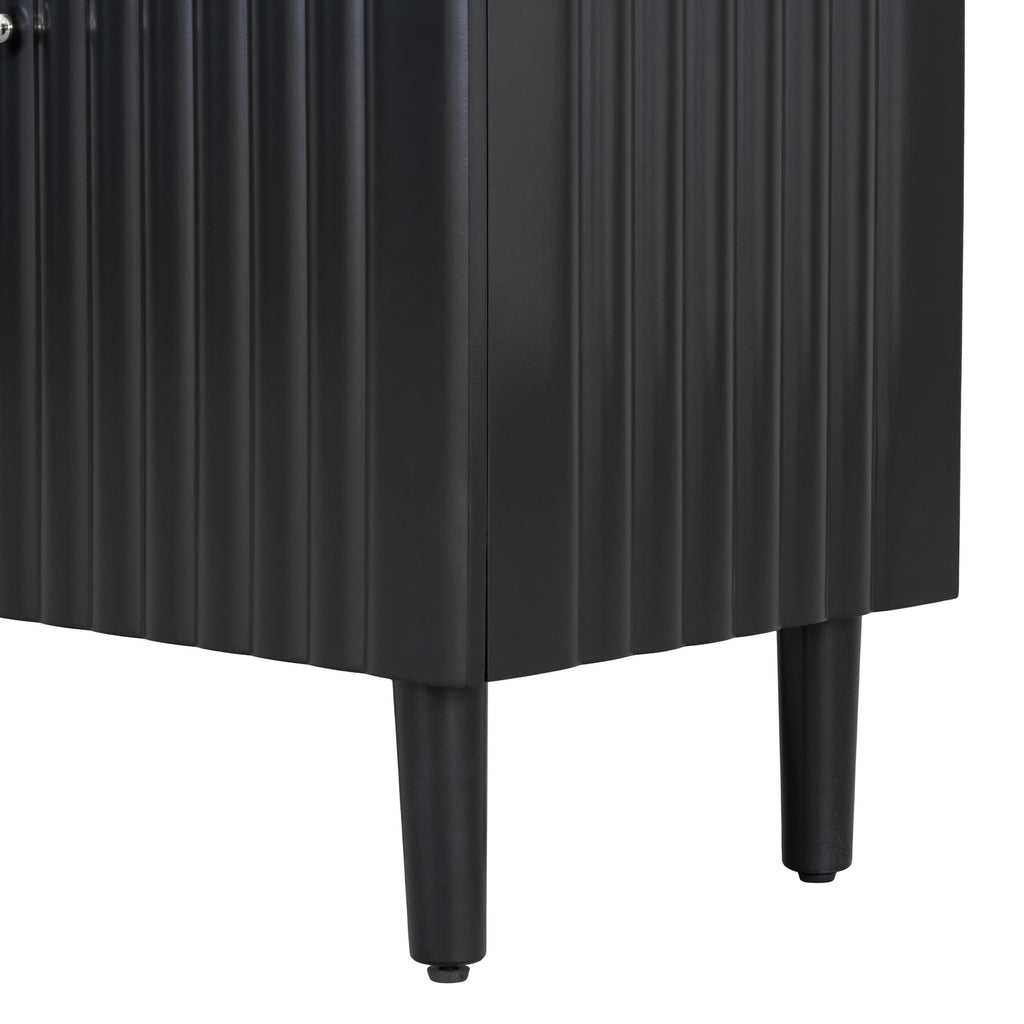 4-Door Sideboard with Wavy Pattern & Cylindrical Legs