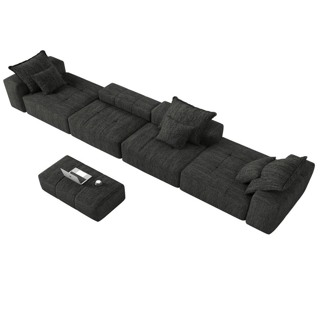 Modern Oversized Modular Sectional Sofa with 6 Pillows