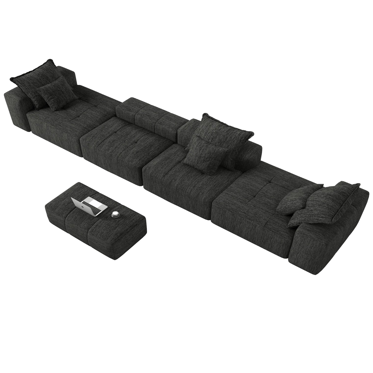 Modern Oversized Modular Sectional Sofa with 6 Pillows
