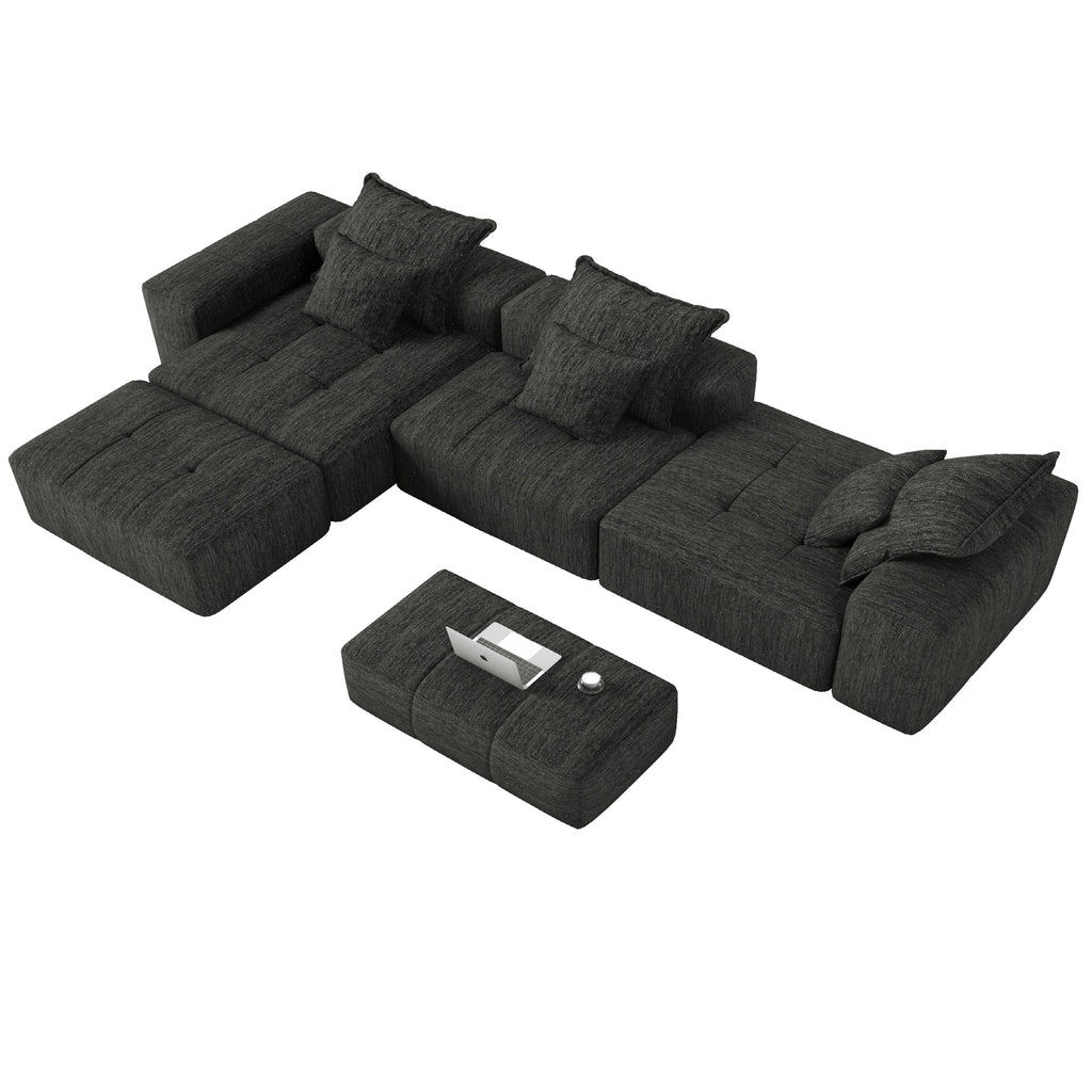Modern Oversized Modular Sectional Sofa with 6 Pillows