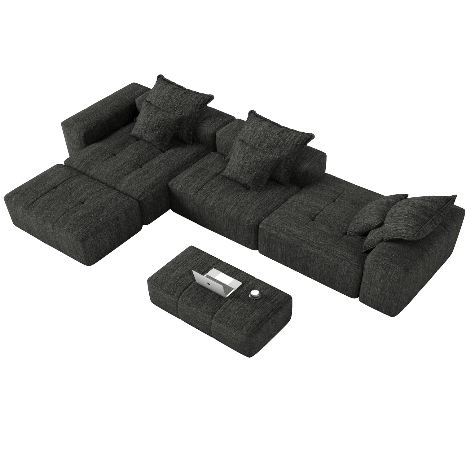 Modern Oversized Modular Sectional Sofa with 6 Pillows