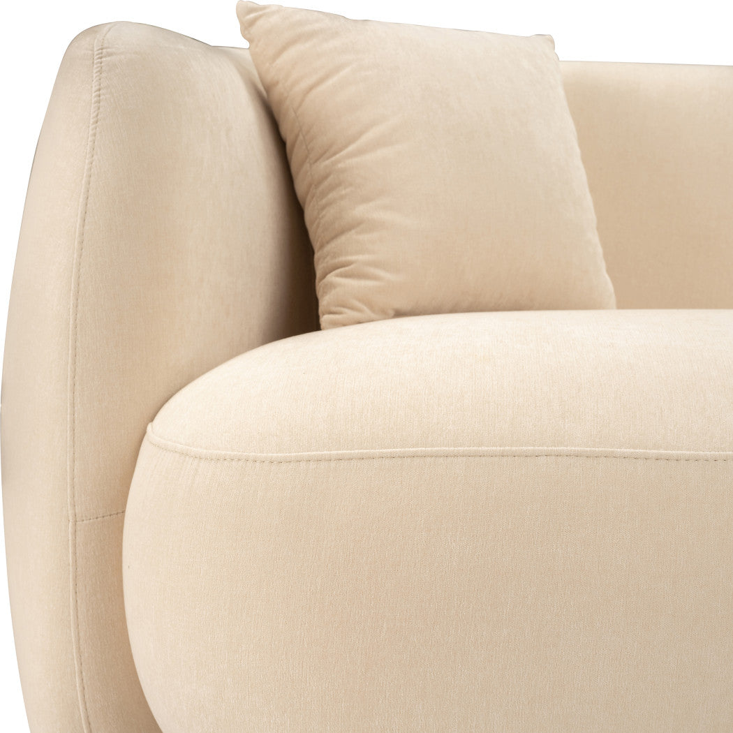 Wood 4-Seat Curved Fabric Upholstery Sofa