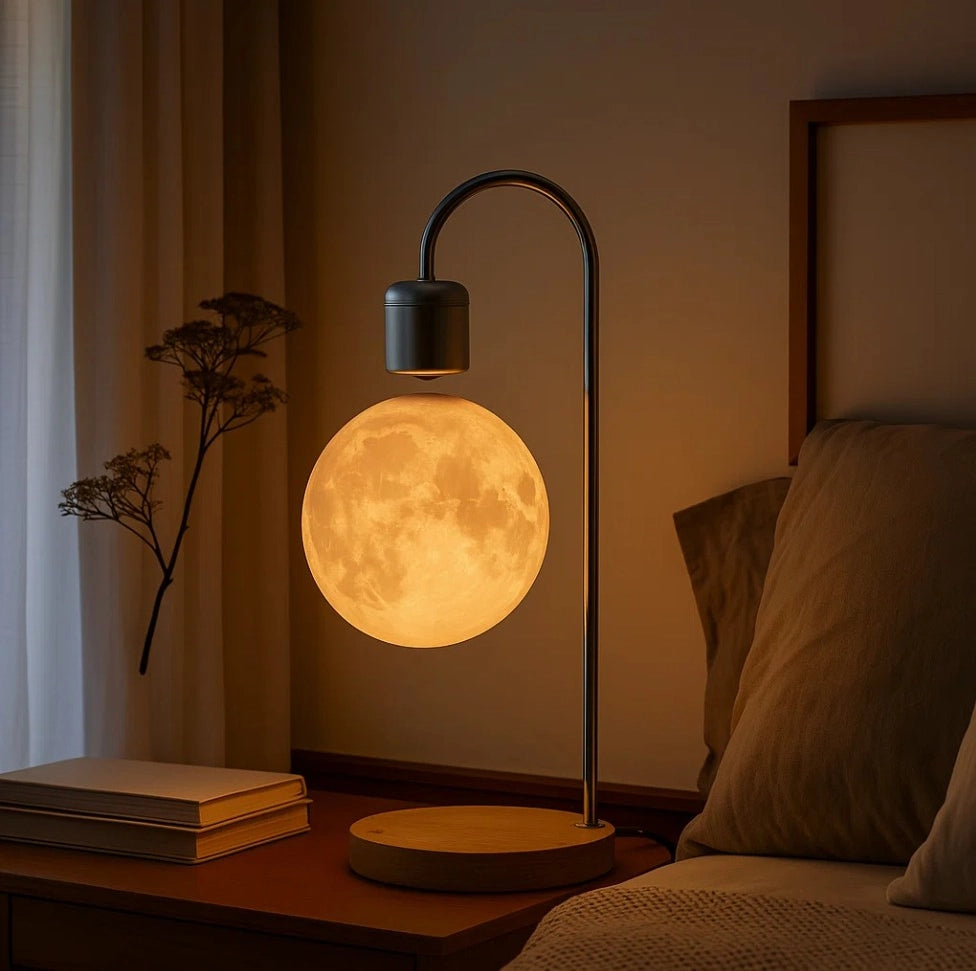 Levitating Wireless Charging Moon Lamp