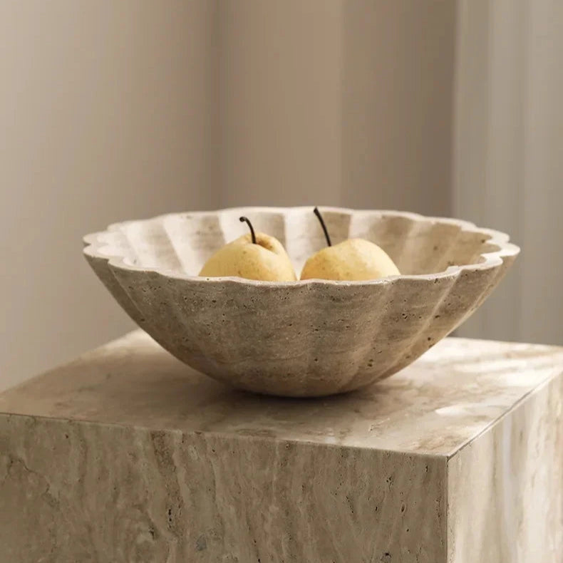 Floral Faux Travertine Bowl