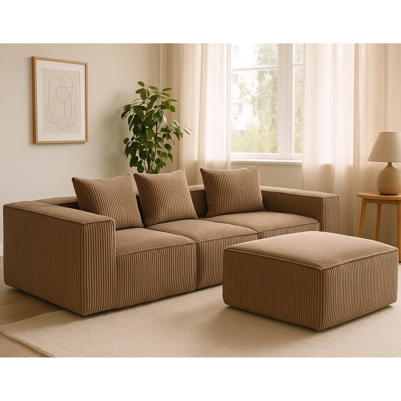 Modular Compression Sofa Set Plush Corduroy