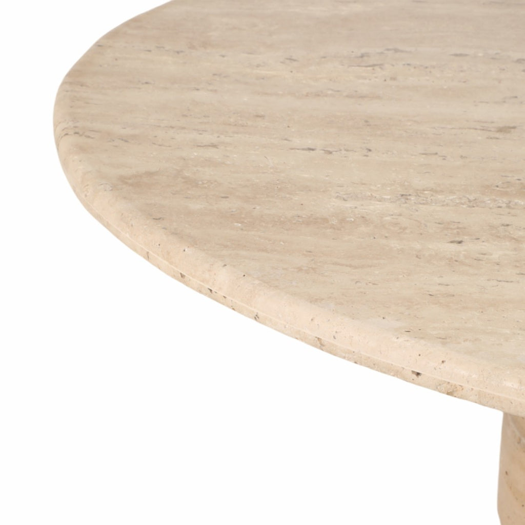 Stone Wood Modern Casual Round Coffee Table