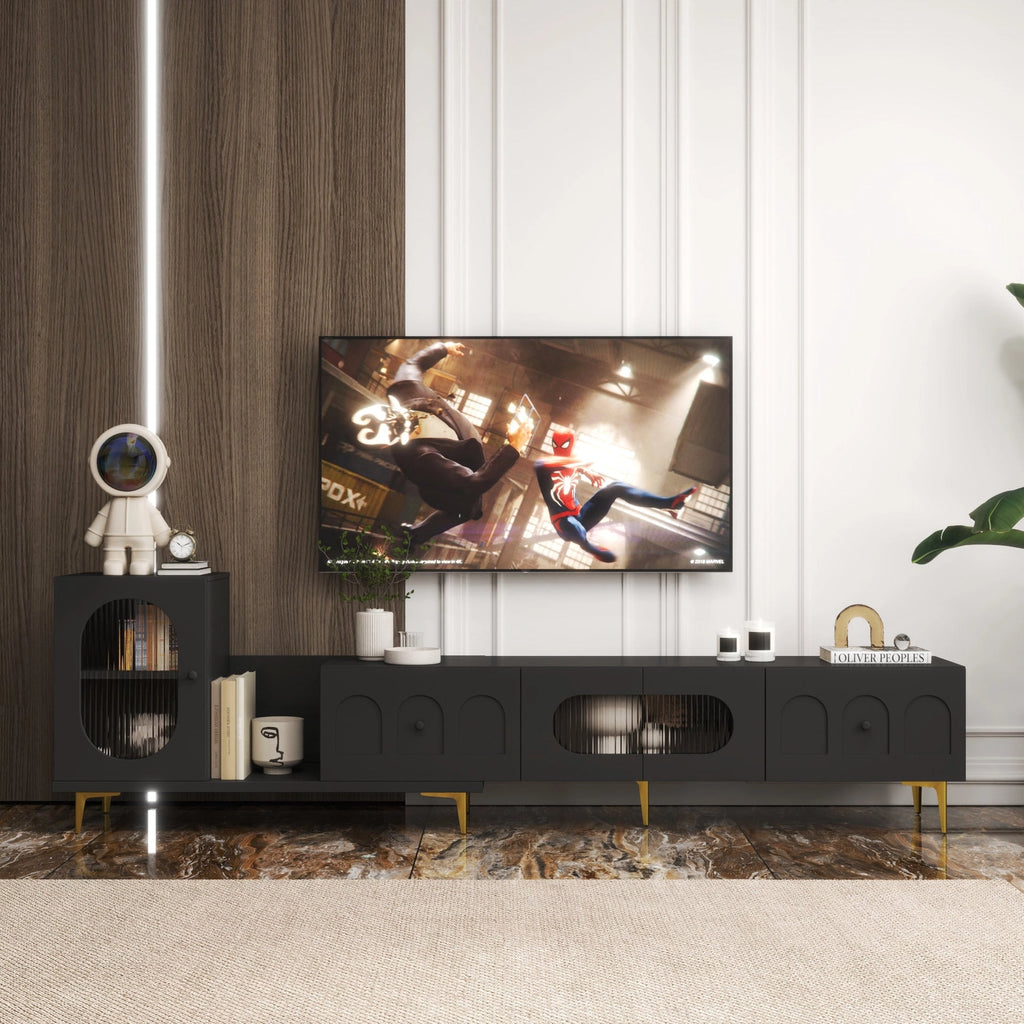 Wood Extendable Tv Stand Rectangle Entertainment Center