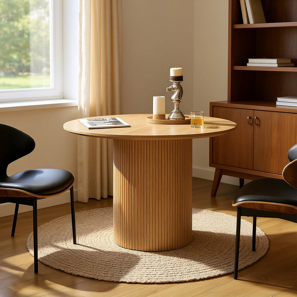 Mid-Century Round Dining Table For Living & Dining Room