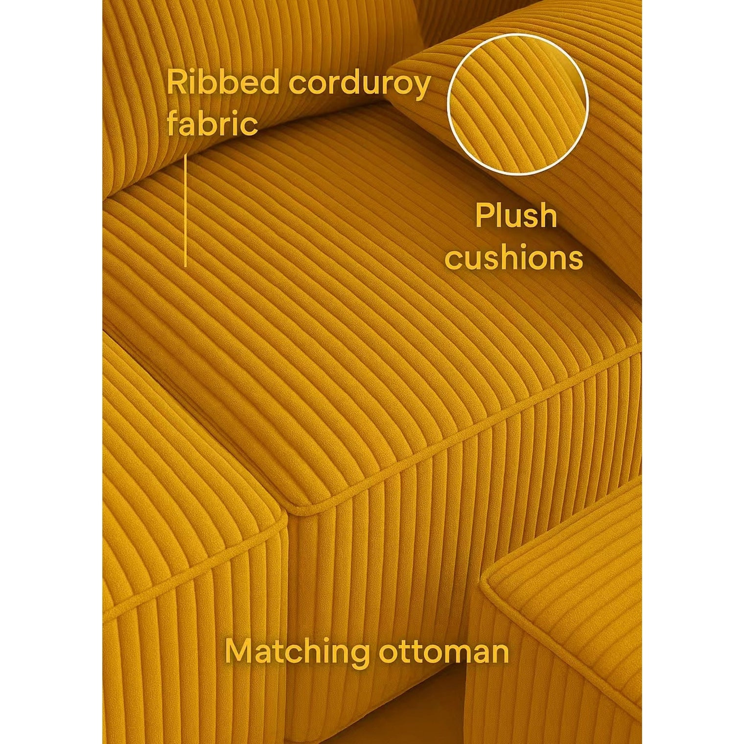 Modular Compression Sofa Set Plush Corduroy