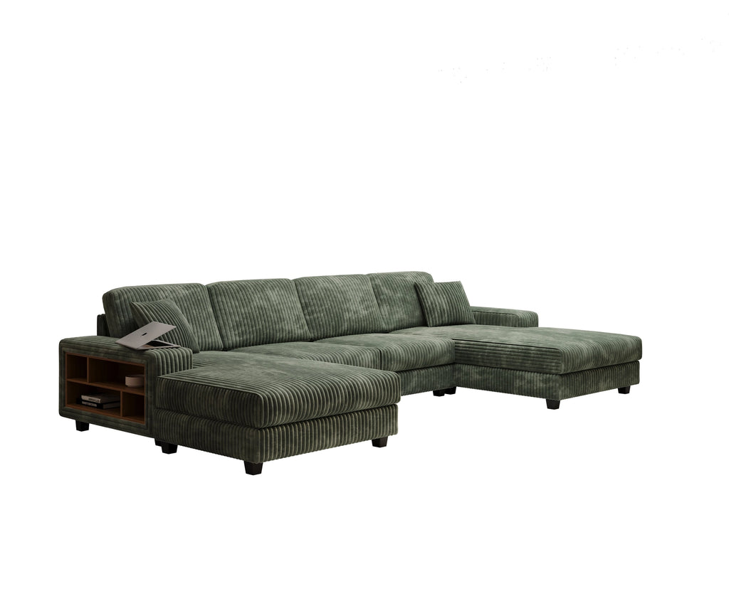4-Seater U-Shaped Modular Sectional Sofa & Corduroy Fabric