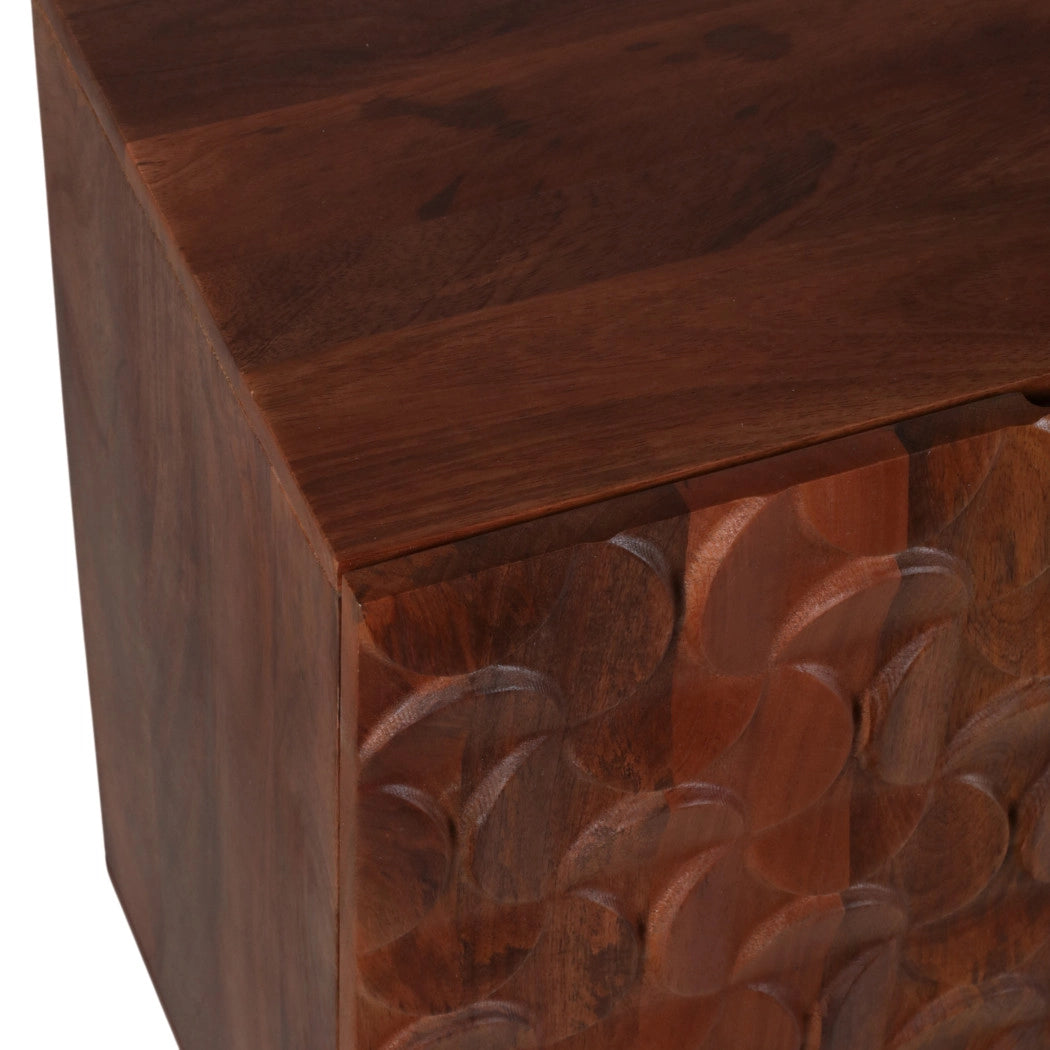 Wood Geometric Carved Front Finish Cabinet