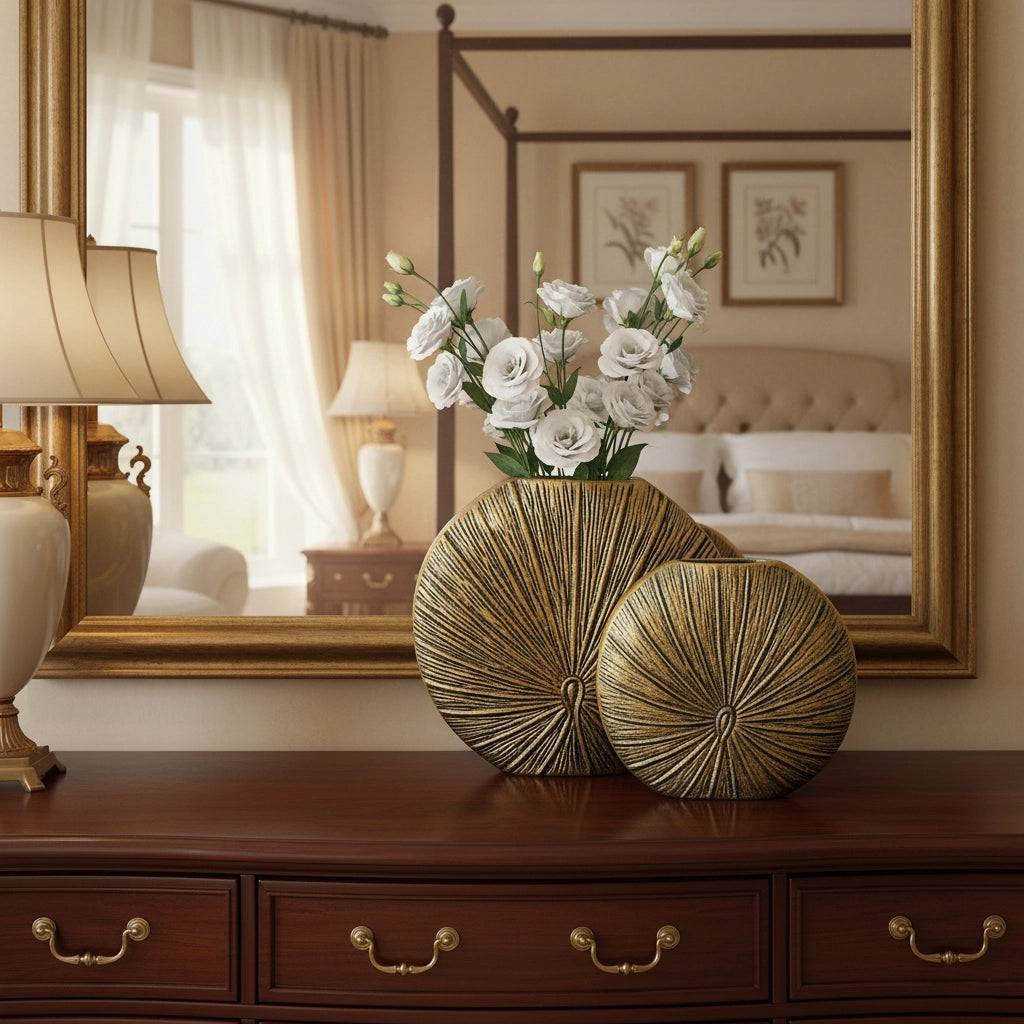 Decorative Aluminium Golden Flower Vase