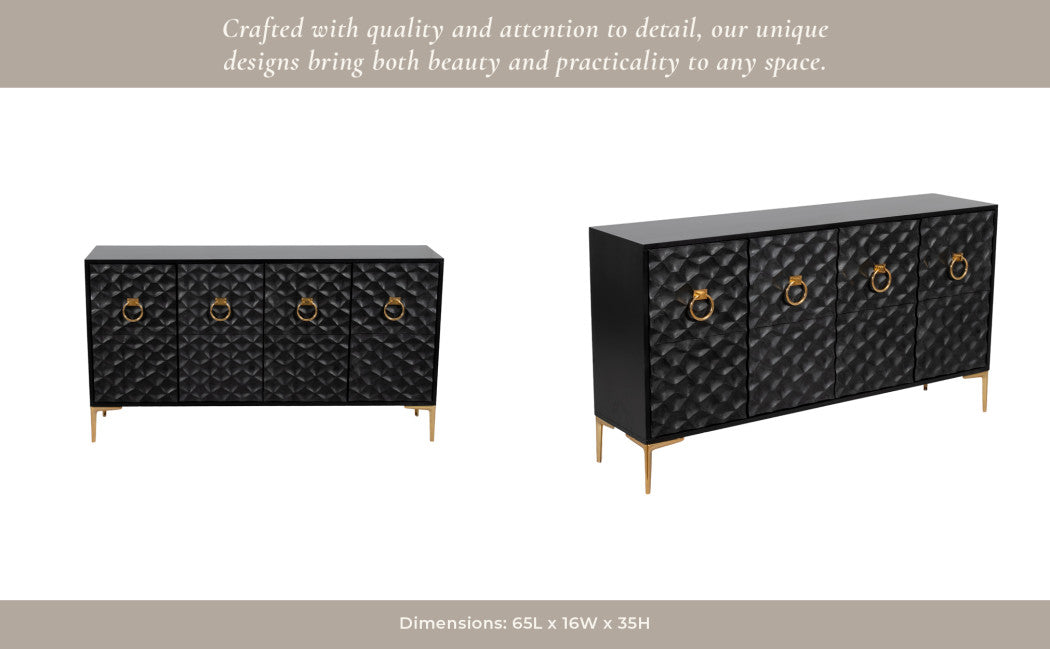 Wood Rectangle Texture Front Console Cabinet