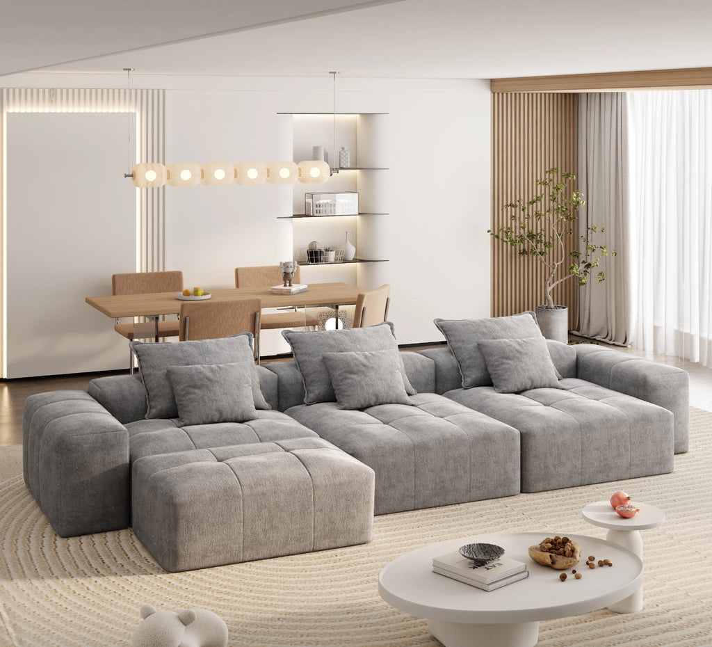 Modern Oversized Modular Sectional Sofa with 6 Pillows