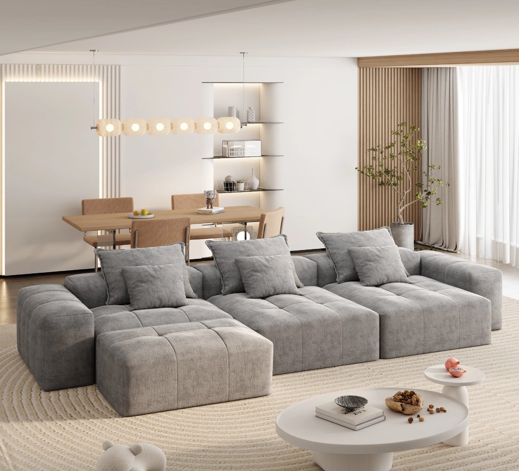 Modern Oversized Modular Sectional Sofa with 6 Pillows